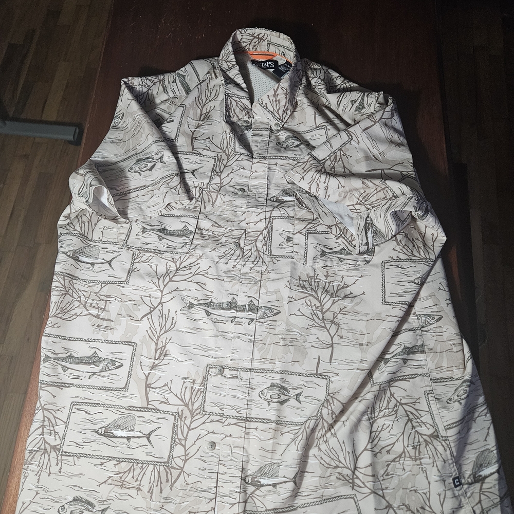 Men's Fishing-Themed Button-Up Shirt